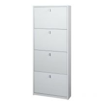 Zapatero compacto compacto con cuatro puertas Ash White 63x18x h154 cm