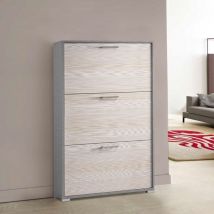 Zapatero con tres puertas para hasta nueve pares de zapatos de tela/alerce