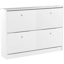 Zapatero de madera dos trampones tabac en acabado blanco lavado 80 cm(alto)110 cm(ancho)23 cm(largo)