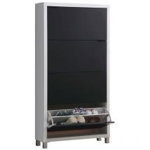 Zapatero Kubox 4 puertas blanco y negro