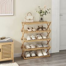 [en.casa] - Zapatero plegable Fitzbek de 5 niveles para 10 pares bambú 89 x 67 x 26 cm - Natural