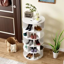 Neche - Zapatero de 6 niveles, giratorio 360°, capacidad máxima para 25 pares, ahorra espacio, estable, de madera, para entrada, salón y dormitorio,