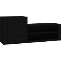 Zapatero zapatero mueble de almacenamiento entrada pasillo salón 130 x 35 x 54 cm madera contrachapada negra