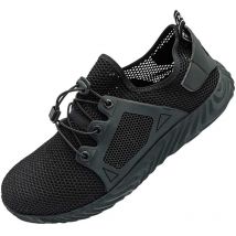 Euro Vanadium - Zapatillas de seguridad S1P con ventilación de panal Negro 44