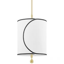Hudson Valley - Zara 1 Lumière Petite Suspension Laiton, Lin Belge