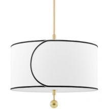 Hudson Valley Lighting - Zara Grande suspension à 1 lumière en laiton, lin belge