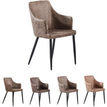 Pn Home - Chaise de salle à manger simple Zarah - Chaise de salle à manger rembourrée en similicuir avec pieds en métal pour salle à manger - Marron