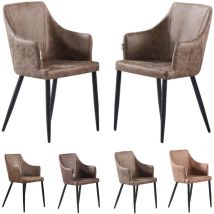 Pn Home - Lot de 2 chaises de salle à manger Zarah - Chaise de salle à manger rembourrée en similicuir avec pieds en métal pour salle à manger