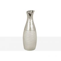 Fijalo - Silberne Keramikvase mit zwei Texturen, 13 x 13 x 34 cm