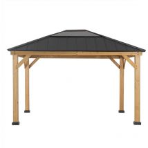 Zedernholz Gazebo BRURI in Anthrazit - 336cm x 394cm