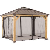 Sunjoy Moskitonetz für Pavillon – 336 cm x 336 cm – 100% Premium-Polyester – UV- und wasserbeständig – Khaki