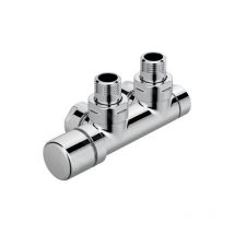Accessoires - Armature d'angle Set q, 1/2, avec tête de commande à gauche, entrée à gauche, entraxe 50 mm, chrome 839108 - Zehnder