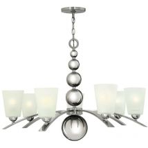 Kronleuchter Hängelampe Deckenleuchte Stahl Glas Nickel d 81,3cm Esszimmerlampe
