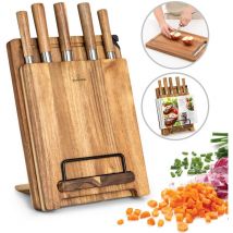 Klarstein - Zelite Couteau Cuisine Ensemble de Couteau de Cuisine Professionnel avec Bloc Set de 8 Couteaux de Cuisine Support en Bois d'Acacia Acier