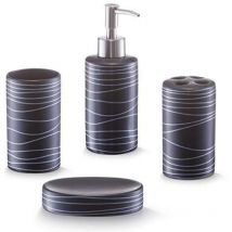 18252 Set di Accessori per Bagno, Ceramica, Nero, 22x21.5x7 cm, 4 Unità - Zeller