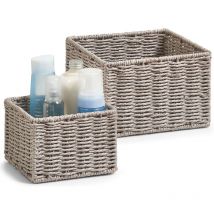 Zeller - Aufbewahrungskörbchen, 2-er Set, Papiergeflecht, 16 x 16 x 11 cm