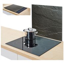 Zeller - Herdabdeckplatte Schiefer Glas hitzbeständig bis 220°C 56x50cm anthrazit