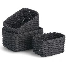 Aufbewahrungskörbe mit Griff, Papiergeflecht, 3er-Set