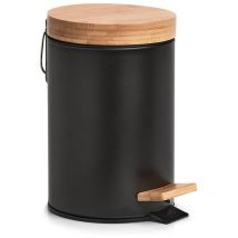 Kosmetikeimer Soft-close 3l Ø16,8x24cm Metall/bambus Schwarz