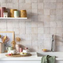 Zellige véritable Carrelage Artisanal - 10x10 cm - Blanc Oukaimeden (vendu par boîte de 0,5m²)