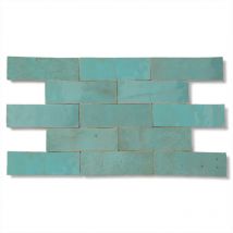 Zellige véritable Carrelage Artisanal - 5x15 cm - Bleu Maldives (vendu par boîte de 0,5m²)