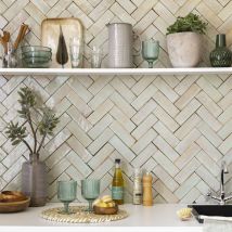 Zellige véritable Carrelage Artisanal - 5x15 cm - Vert Tilleul (vendu par boîte de 0,5m²)