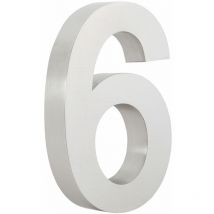 Edelstahl Hausnummer "6", 13 x 20 cm, silber - Zelsius