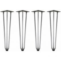 4er Set Tischbeine aus Stahl, (h) 45 cm, Rohstahl, 3 Streben - Zelsius