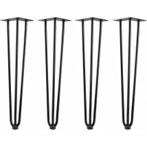 Hairpin Legs, set di 4, 60 cm, nero, gambe del tavolo in acciaio, 3 supporti - Zelsius