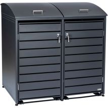 Zelsius - Mülltonnenbox mit abgerundetem Deckel für zwei 120 - 240 Liter Mülltonnen Anthrazit ral 7016