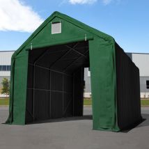 Toolport - Zelthalle 5x8 m mit 3x3,4 m Tor, PRIMEtex 2300 pvc Plane, feuersicher dunkelgrün mit Statik (Betonuntergrund)