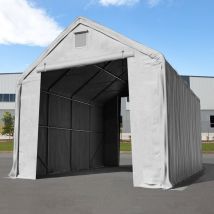 Toolport - Zelthalle 5x8 m mit 3x3,4 m Tor, PRIMEtex 2300 pvc Plane, feuersicher grau mit Statik (Betonuntergrund)