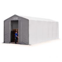 Toolport - Zelthalle 6x12m Lagerzelt Industriezelt 4m Seitenhöhe pvc Plane 850 n grau 100% wasserdicht Ganzjahreszelt mit Schiebetor