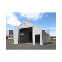 Zelthalle 8x12 m mit 4x3,4 m Tor, PRIMEtex 2300 pvc Plane, feuersicher grau mit Statik (Betonuntergrund)