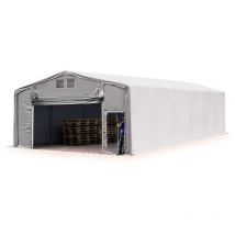 Toolport - Zelthalle 8x12m Lagerzelt Industriezelt 3m Seitenhöhe pvc Plane 850 n grau 100% wasserdicht Ganzjahreszelt mit Hochziehtor