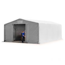 Toolport - Zelthalle 8x8m Lagerzelt Industriezelt 3m Seitenhöhe pvc Plane 850 n grau 100% wasserdicht Ganzjahreszelt mit Schiebetor