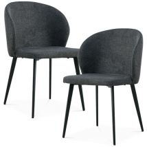 Mobilier Deco - zelya - Lot de 2 chaises en tissu gris anthracite piètement métal noir