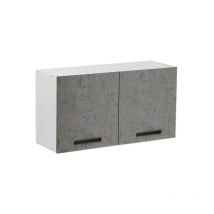 WEBMARKETPOINT – Zementgrauer Hängeschrank mit 2 Türen – 90x32xh49 cm – Holz – Schwarz – Küchenmöbel