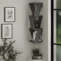 Decortie - Zena Corner Wall Mounted Modern Bookcase Display Unit Anthracite Grey w 22cm - Anthracite Grey