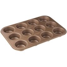 Zenker Teglia Per Muffin/cupcake Linea Mojave Gold Dorata 12 Impronte Ø 7 Cm. Con Rivestimento Antiaderente Con Particelle Minerali Di Rinforzo - 