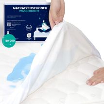 Coprimaterasso, Prodotto Nell'ue, Certificato Oeko-tex Standard 100, In Cotone, Impermeabile E Durevole, Protezione E Comfort In Uno (160 X 200 Cm, 