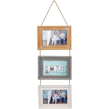Zep Lavigny - Portafotografia Tripla In Legno Nel Formato 10x15, Marrone, Grigio E Bianco.