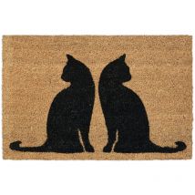 Relaxdays - Zerbino con Romantici Gatti, Fibra di Cocco, Zona Interna ed Esterna, lp 40x60 cm, Antiscivolo, Naturale/Nero
