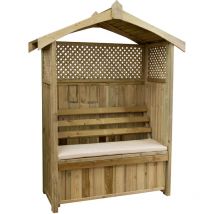 Zest - Dorset Arbour Wooden Garden Seat & Storage Box & Stone Seat Pad Cushion