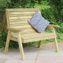 Zest - Freya Wooden 2 Seater Garden Outdoor Bench Chair Patio Park