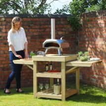 Zest - Garden Pizza Oven Table Wooden Outdoor Dining bbq Side Serving & Cover