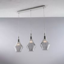 Bonetti Illumina - Zeus - Rail en fer avec verre gris pyrex 3 lumières L.75 x 10 - BL270-BIN3-GR