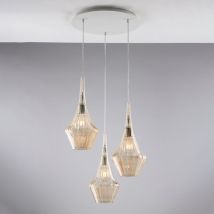 Bonetti Illumina - Zeus Suspension En Fer Avec Verre Pyrex Ambré 3 Lumières 149 D.50 Bl270-s3-am