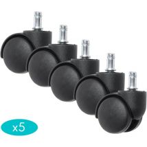Set 5 Ruote Sedie da Ufficio, Rotelle per Poltrona Girevole - Universali - black - ZIK