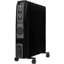 Zilan - 9 Rippen Öl Radiator 2.500 Watt Integrierter Heizlüfter Elektroheizung Heizstrahler 3 Heizstufen 5 Ölleitungen Thermostat